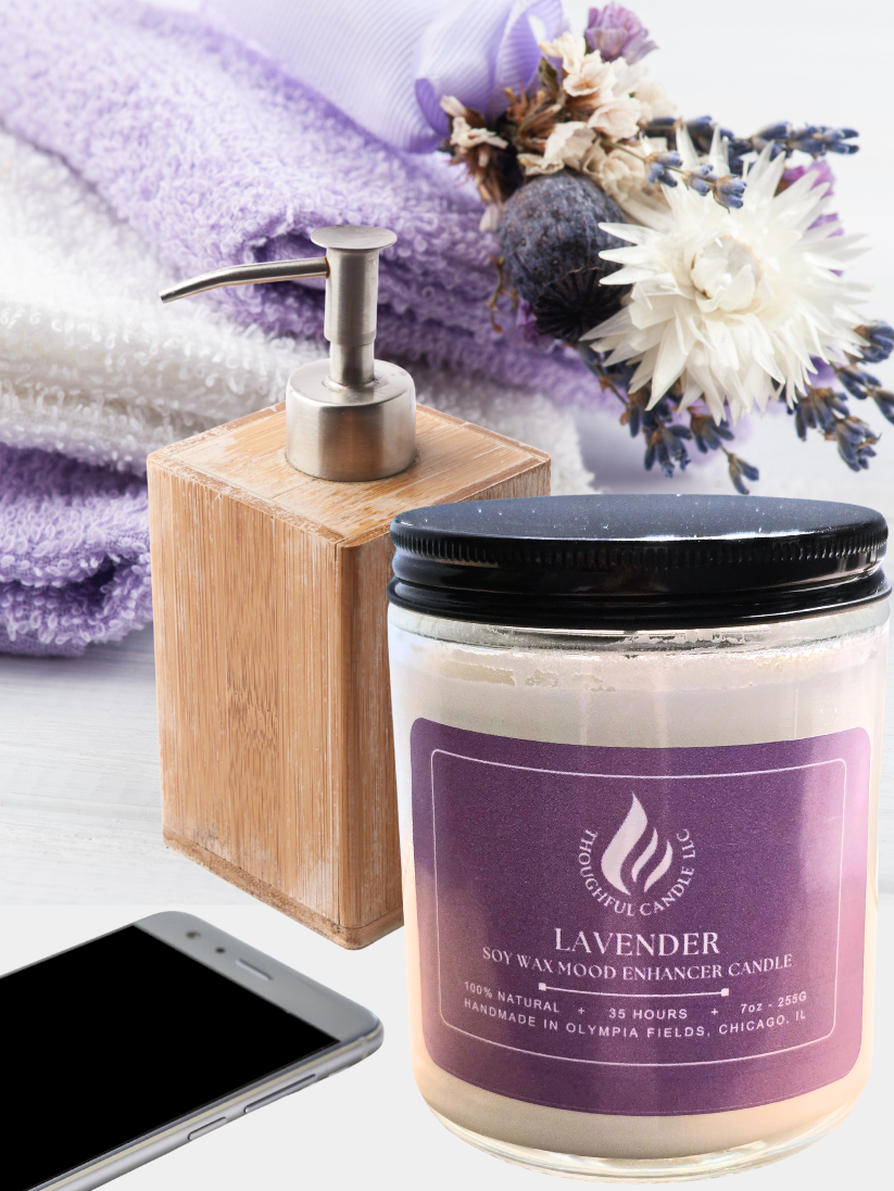Lavender Candle Soy Scented Candle - Mood Enhancer